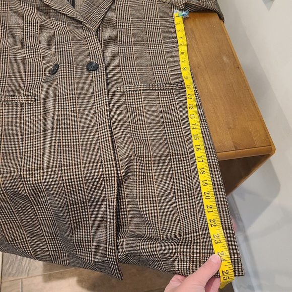 Sanctuary Carlton Brown Plaid Long Knit  Blazer Coat - Picture 6 of 8